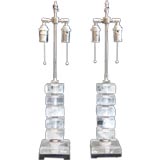 1114- A pair of deco style rock crystal lamps