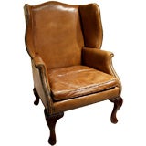 1091- 19th century English leather wing chair