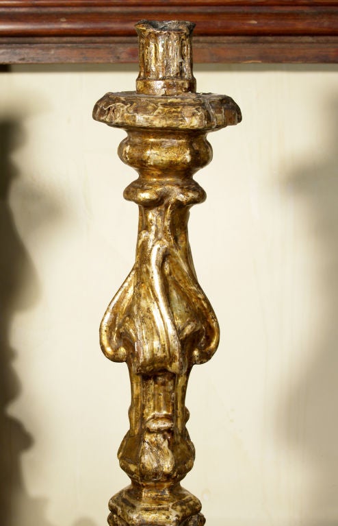 1141 A Pair Of 18th Century Italian Candlesticks
