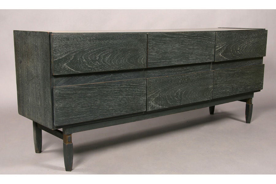 1120-1960's limed oak low chest