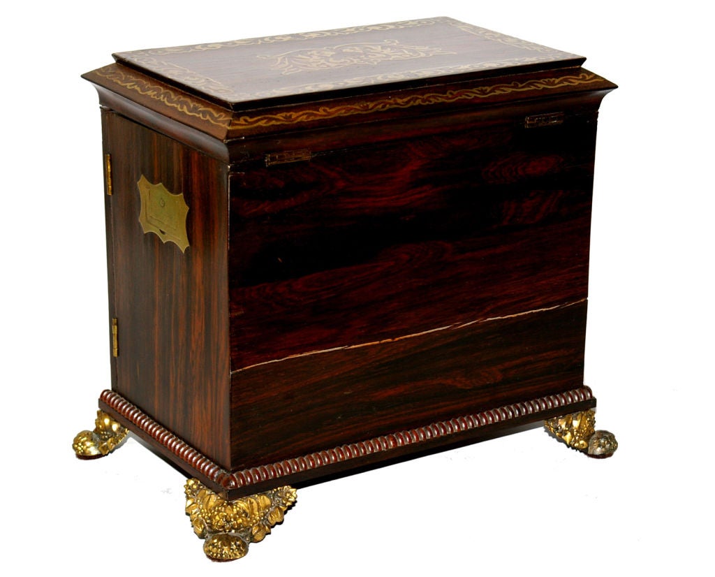 19th Century English Regency Brass Inlaid Sewing Box, c1810 For Sale