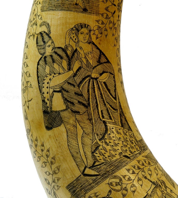 Pair of 19th Century Scottish Scrimshaw Horns 2
