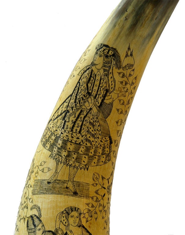 Pair of 19th Century Scottish Scrimshaw Horns 3