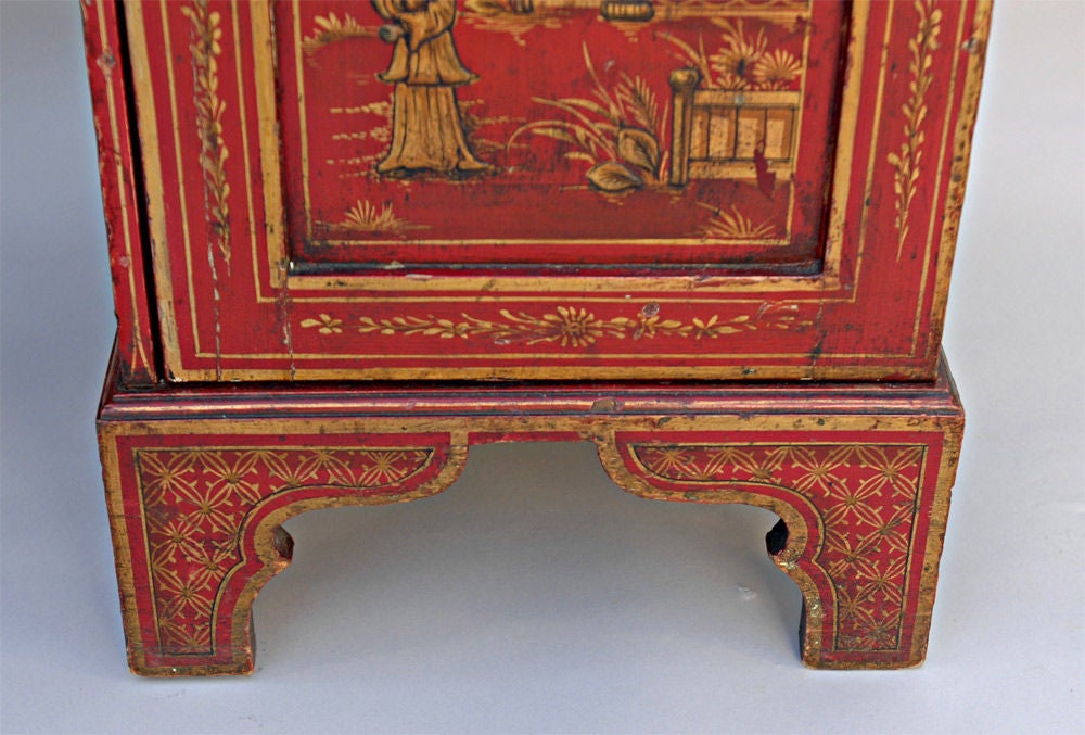 English Red Lacquer Hinged Top Chinoiserie Kneehole Desk, C1840 5