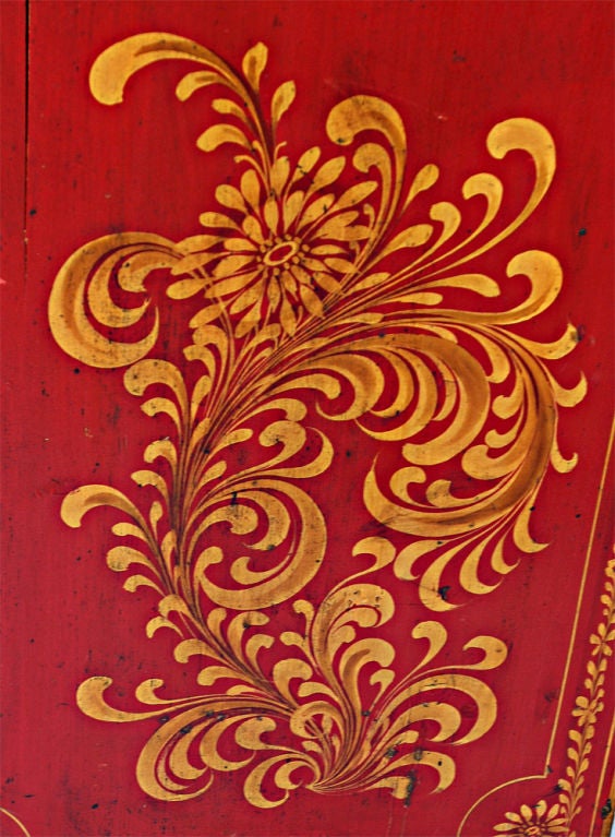 English Red Lacquer Hinged Top Chinoiserie Kneehole Desk, C1840 6