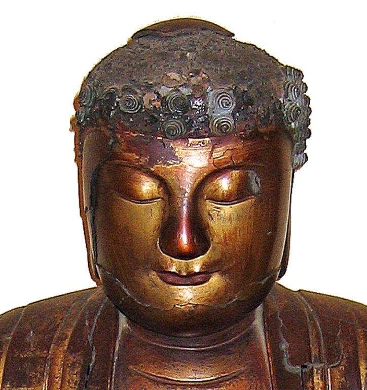 Chinese Lacquered Wood Figure of Amitãbha, Yüan/Early Ming Dynasty