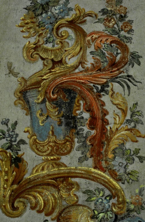Rococo Italian 18th Century Four-Panel Painted Screen