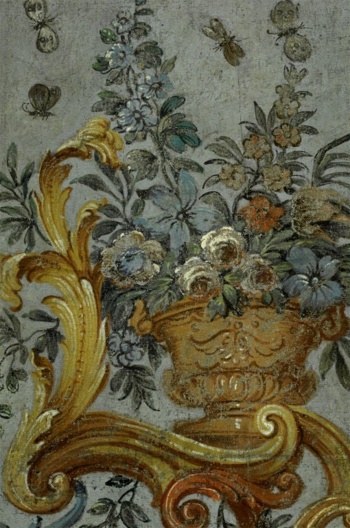 Canvas Italian 18th Century Four-Panel Painted Screen