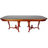 Painted and Gilt Decorated "D" End Dining Table