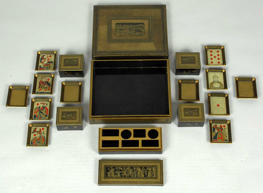 19th Century Japanese Lacquer Playing Card Box 1