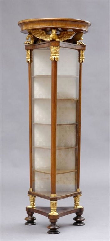 Triangulated Biedermeier Cherry and Gilt Carved Display Cabinet, c1830 3