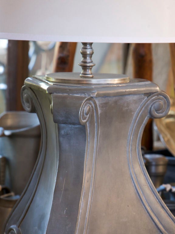 pair Belgian pewter table lamps