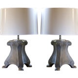 pair Belgian pewter table lamps
