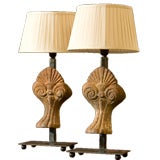 Pair Belgian Antique iron pieces as lamps