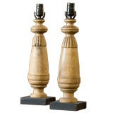 pair Belgium wood table lamps