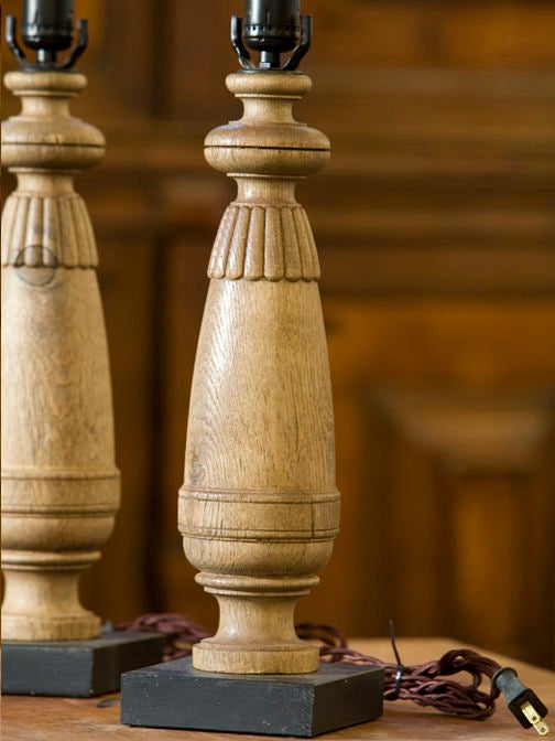 pair Belgium wood table lamps