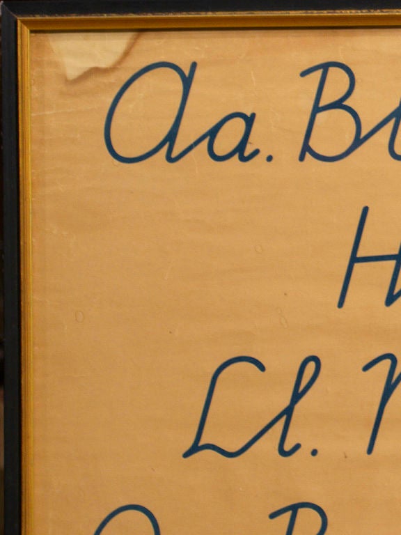 Charming schoolhouse chart used to teach cursive in Flemish-speaking school