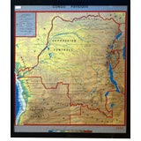 Hand-painted map of the Belgian Congo
