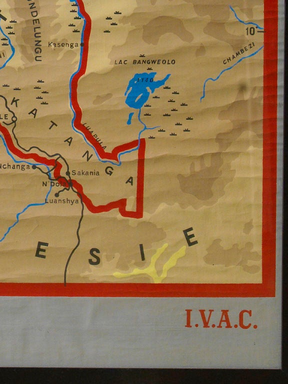 Hand-painted map of the Belgian Congo 1