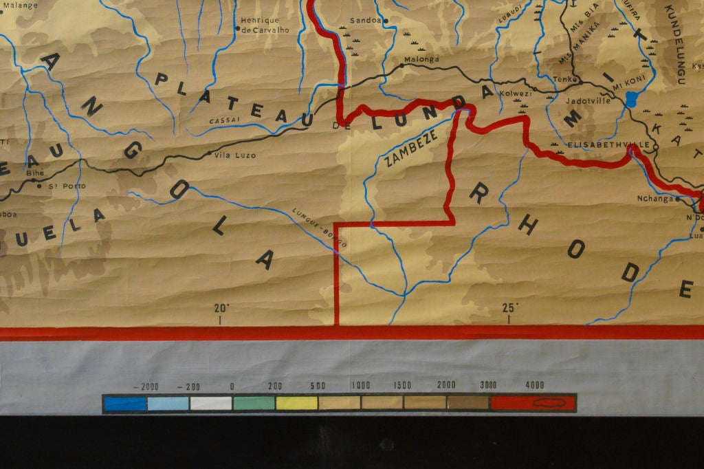 Hand-painted map of the Belgian Congo 2