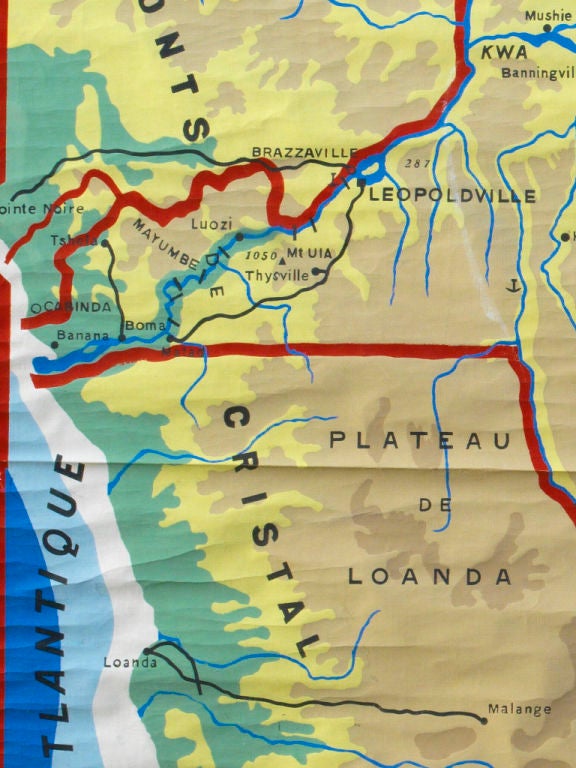 Hand-painted map of the Belgian Congo 3
