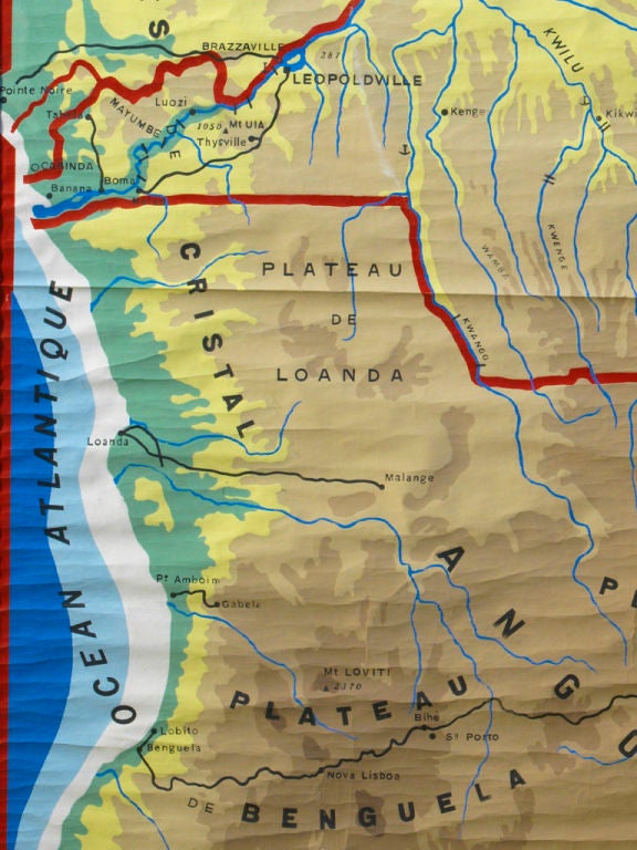 Hand-painted map of the Belgian Congo 4