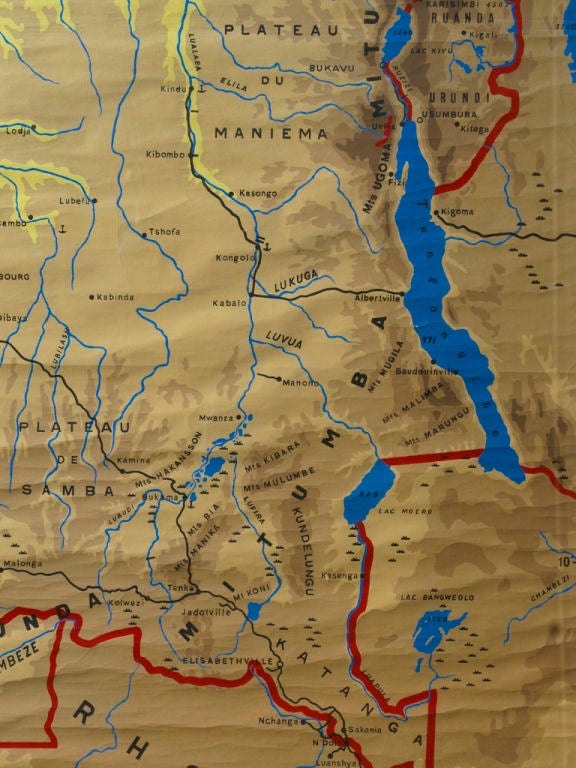 Hand-painted map of the Belgian Congo 5