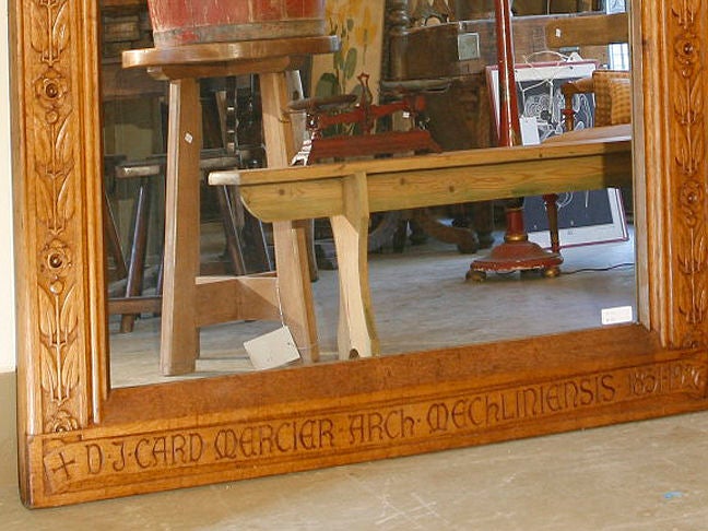 over-scaled carved oak belgian antique mirrror