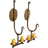 Pair of hand-forged iron  "Franklin"sconces