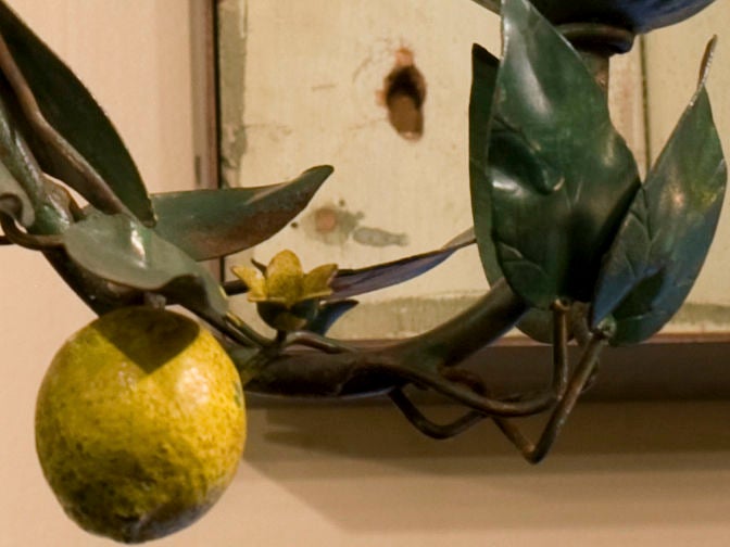 Charming tole light loaded with lemons.