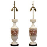 Pair Neoclassical milk glass lamps Pair Neoclassical milk glass lamps