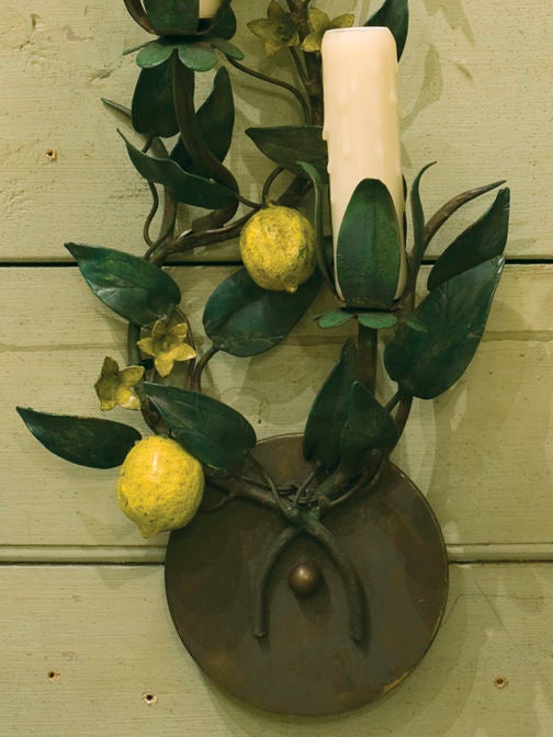 Mid-20th Century pair of vintage tole and iron 