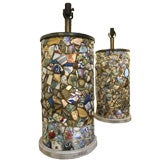 Antique pair piece assiette table lamps
