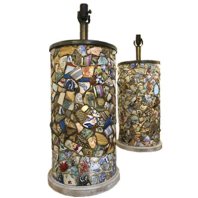 pair piece assiette table lamps