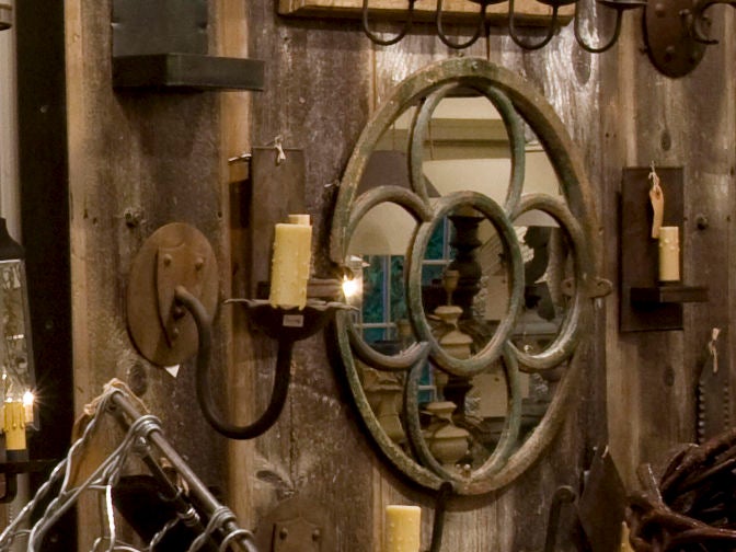 Pair of antique quatrefoil mirrors.