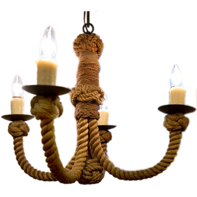 Vintage, unusual "Rope" chandelier with 4 lights.
