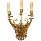 Antique Pair of Detailed Bronze Eagle Sconces