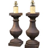Antique Pair  Iron Balustrade Lamps