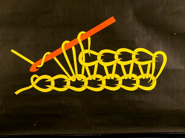 Belgian set of 7 crochet educational charts on original dowels