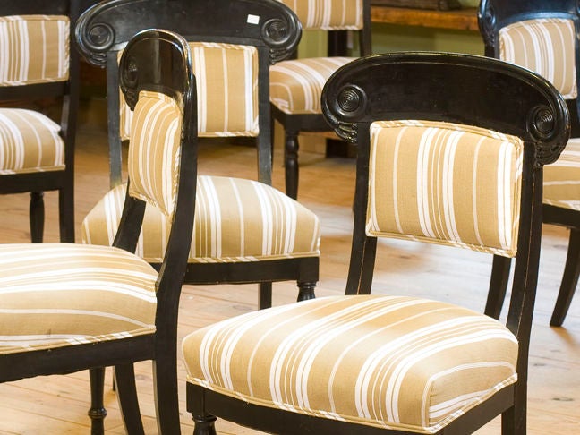Set Of Six Antique Ebonized Greek Revival Dining Chairs At 1stdibs Set Of Six Antique Ebonized Greek Revival Dining Chairs For 1