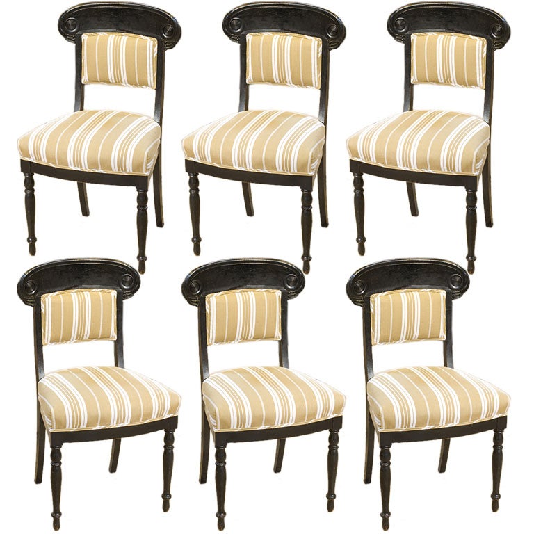 Set of Six antique Ebonized Greek Revival Dining Chairs at 1stdibs