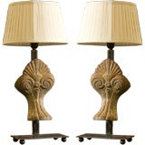 Pair antique fragments as lamps