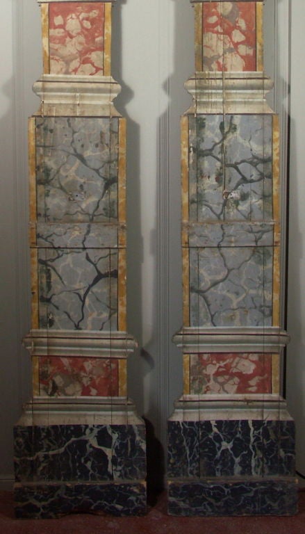 French Painted Flat Columns