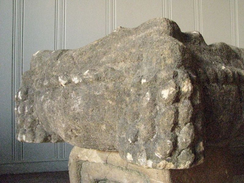 French Fanciful Carved Stone Cushioned Stool For Sale
