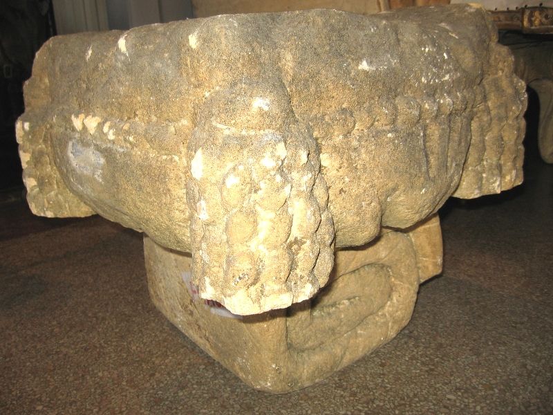 20th Century Fanciful Carved Stone Cushioned Stool For Sale