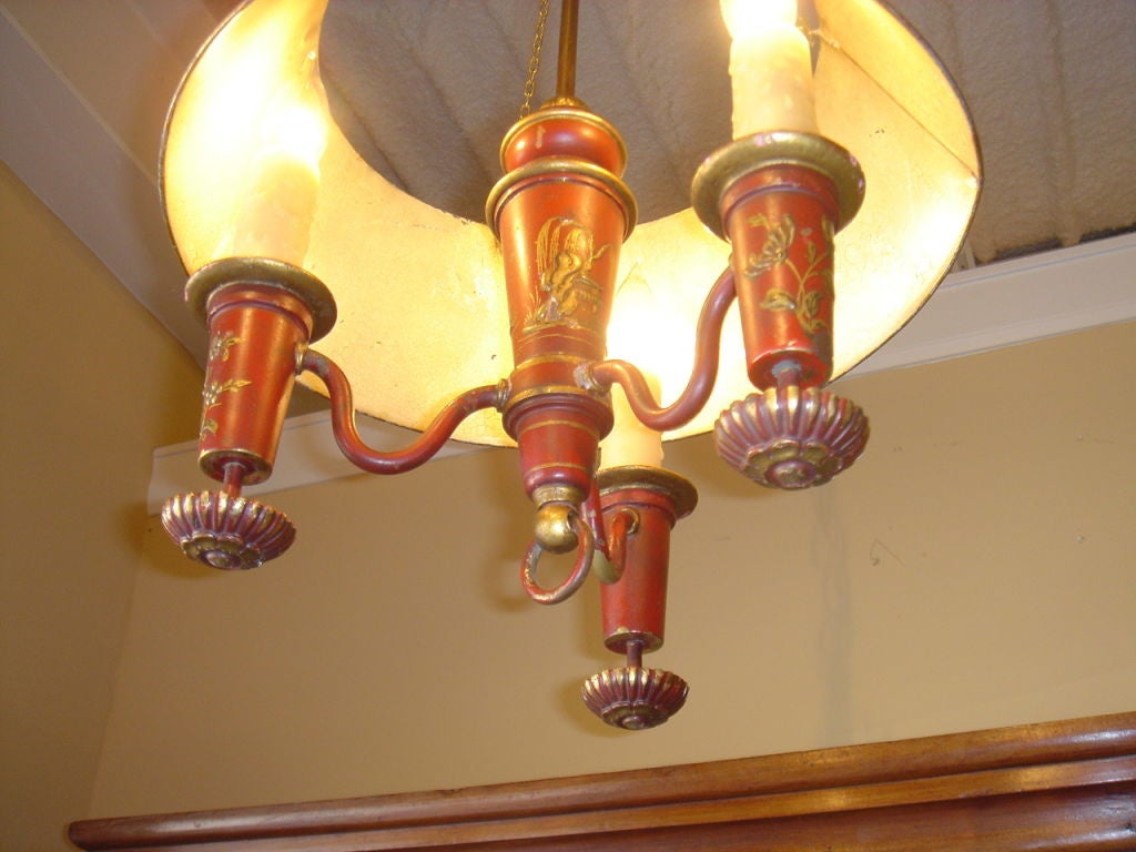 Tole Three-Light Chandelier
