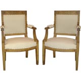Set of Four Directoire Painted Arm Chairs
