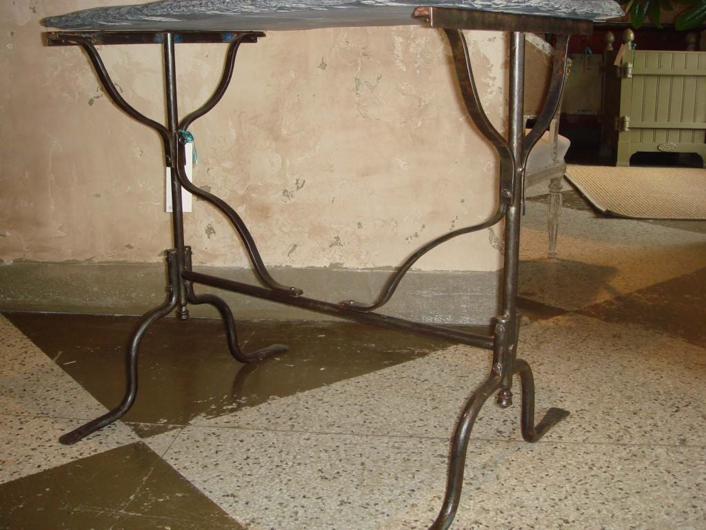 French Iron and Slate Table