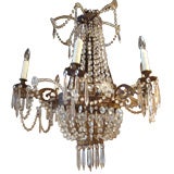 Italian Crystal and Tole Chandelier