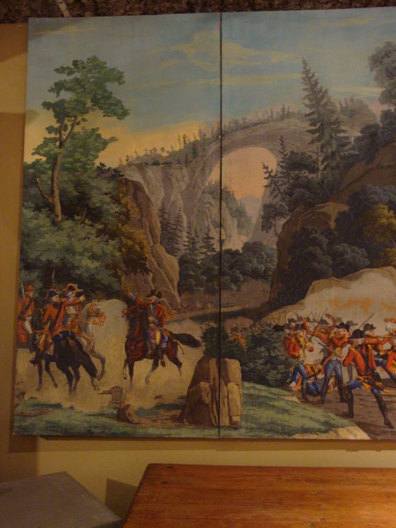 Hand painted paper panels from France. Manufactured by Zuber and consisting of 4 panels.